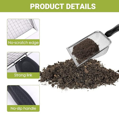 2 Pcs Gardening Soil Sifter, Handheld Shovel, Garden Sieve with Handle | 3.8mm and 5mm Mesh, Portable, For Sand Soil Dirt Compost, 2 Set - color: 2 Set
