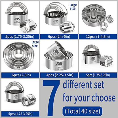 M JNGMEI 4 Pieces Stainless Steel Cookie Cutter Set 2.25inch, 2.75inch, 3.25inch,3.5inch Biscuit Plain Edge Round Cutters Sizes Shape Molds GIFT PACKAGE - style: 4pcs(2.25-3.5in )