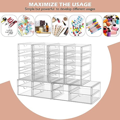 caktraie Makeup Organizer Storage With 30 Drawers, 6 Pcs Desktop Office Supplies, Desk Organizers, Clear Accessories, Dustproof Drawer and for Make Up, Jewelry, Pen, Stationary - size: 30 Drawers