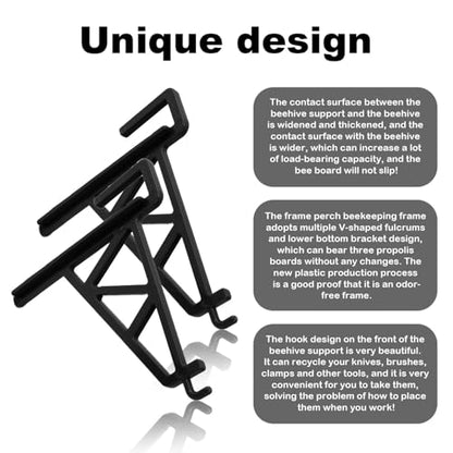 6pcs Beehive Frame Holder, Plastic Beekeeping Frame Perch Bee Hive Stand Support Bracket Grip for Honey Harvesting & Inspection for Beekeeper Accessories Supplies (Black)