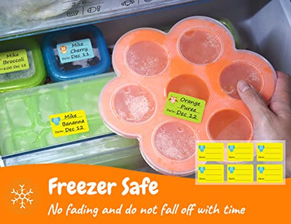 Baby Food Labels, Removable Write-On Daycare Date Labels for OXO Tot Baby Food Storage Containers, Trays, Jars, Freezer & Dishwasher Friendly, for Infants & Babies