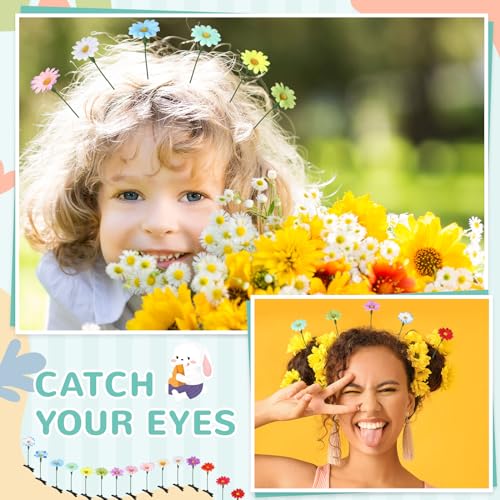 30 Pcs Bean Sprout Hair Clips Rave Mixed Style Plant Hairpins Hair Accessories for Party Irish(Vivid Flower) - style: Vivid Flower