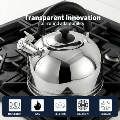 Whistling Tea Kettle for Stove Top,304 Stainless Steel Tea Kettles,6L/6.3QT Tea Kettles for Kitchen,Camping,Traveling,Portable,Fast to Boil - size: 6.3 Quarts