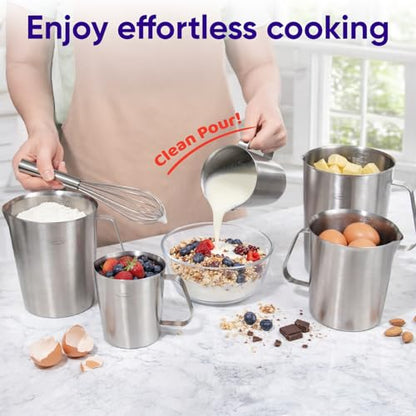 Newness Stainless Steel Measuring Cup, Metal Measuring Cup with Handle (Upgraded, 3 Marking Including Cup/ML/Ounce Scale), 16 Ounces (0.5 Liter, 2 Cup) - size: 16 OZ (2 Cup, 500 ML)