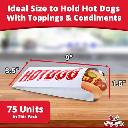 Grease-proof, Warming Foil Hotdog Wrapper Bags 75pk. Classic HotDog Bags in Aluminum Wrap, Keep Hot Dog Warm and Fresh. Super Durable Perfect Party Supplies for Carnival, Fundraiser, Concession Stand