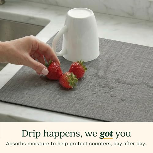 Cuisinart Coffee Mat for Countertop (2 Pack)–Quick-Dry Absorbent Coffee Bar Mat for Espresso Machines & Brew Stations, Also Use as a Dish Drying Mat on Kitchen Counter, Non-Slip, Easy Care, 15” x 20” - color: Gray