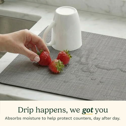 Cuisinart Coffee Mat for Countertop (2 Pack)–Quick-Dry Absorbent Coffee Bar Mat for Espresso Machines & Brew Stations, Also Use as a Dish Drying Mat on Kitchen Counter, Non-Slip, Easy Care, 15” x 20” - color: Gray