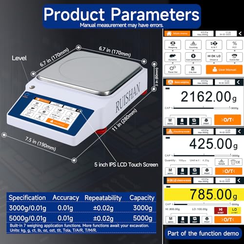 5kg x 0.01g Smart Lab Analytical Balance - 5 Modes, 19 Units & Custom Units - size: 5000 g/0.01 g (6 Weighing Functions)