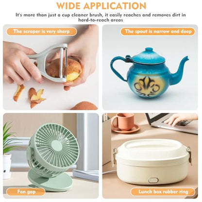 3 in 1 Cup Lid Cleaning Brush, Portable Cup Cleaner Brush, Water Bottle Cleaner Brush, 3 in 1 Multifunctional Cleaning Brush for Home Kitchen Cleaning Tools（3PCS）