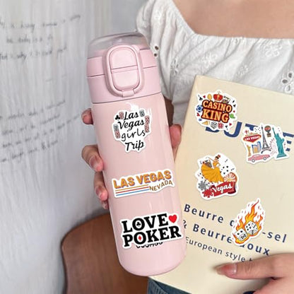 50Pcs Las Vegas Stickers, Cute Nevada Las Vegas City Waterproof Vinyl Laptops Decorative Decals, WLJIAO Kids Girls Water Bottles Luggage Journal Phone Guitar Party Gift Graffiti Sticker Pack - color: Las Vegas
