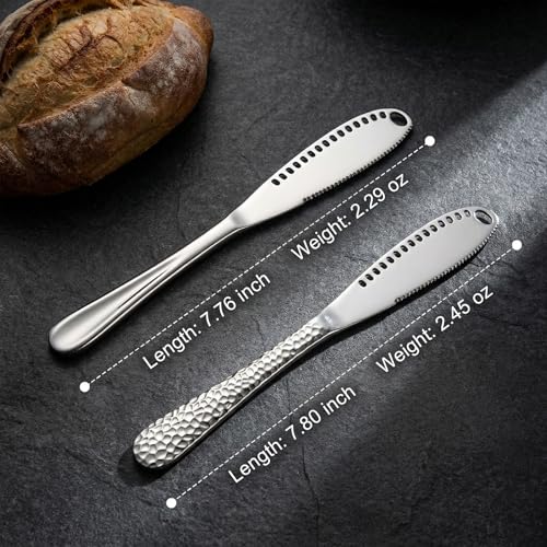 (2 pcs 3-in-1 Butter Spreader Knife - Stainless Steel Butter Knife for Butter & Cheese