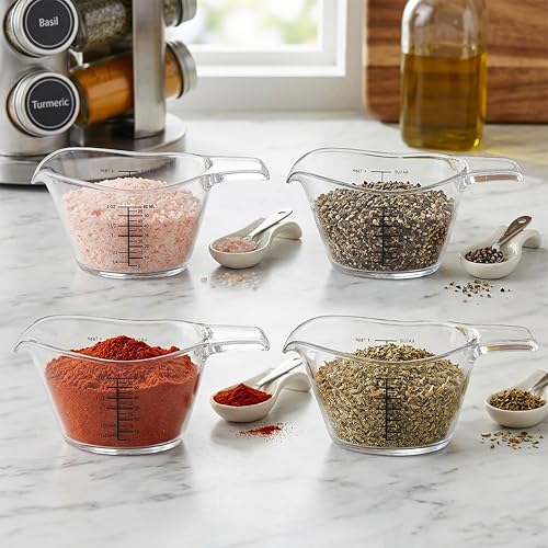 4 Pack Mini Measuring Cups, Clear Plastic 2oz/60ml Small Liquid Measuring Cup with Markings, Shot Glass Measure Pitcher for Espresso, Baking, and Resin