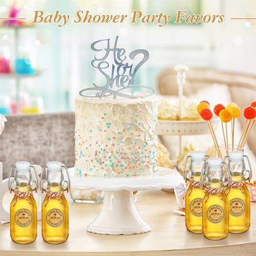 FoldTier 48 Pcs Mini Flip Top Glass Bottle Flip Top for Homemade Vanilla Limoncello Extract Bottles with Caps Stickers for Holiday DIY Crafts Wedding Baby Shower Favors(4 oz) - size: 4 oz