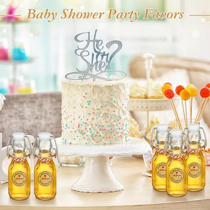FoldTier 48 Pcs Mini Flip Top Glass Bottle Flip Top for Homemade Vanilla Limoncello Extract Bottles with Caps Stickers for Holiday DIY Crafts Wedding Baby Shower Favors(4 oz) - size: 4 oz