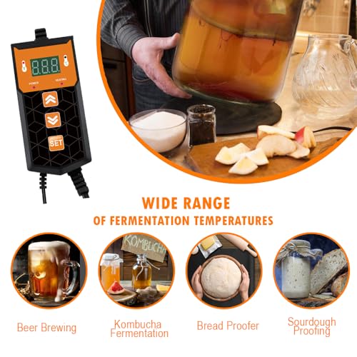 Brewing Heat Pad Sourdough Proofing Heat Mat with Temperature Controller Auto Off Timer for Home Beer Brewing Kombucha Yogurt Kefir Fermentation Sourdough Bread Proofing (With Controller, 2 Pack) - color: 2 Pack
