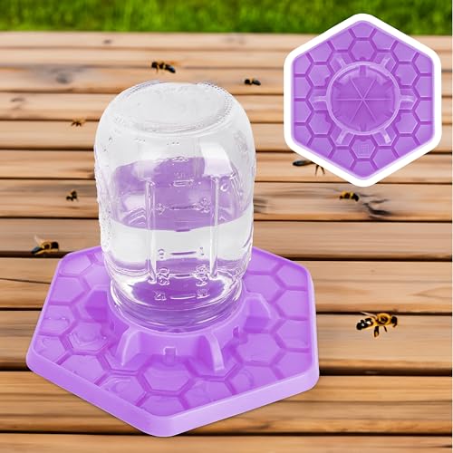 Bee Feeder for Mason Jar Made of Silicone - Bee Watering Station for Garden Compatible with Regular Mouth Mason Jars (Lilac) - color: Purple