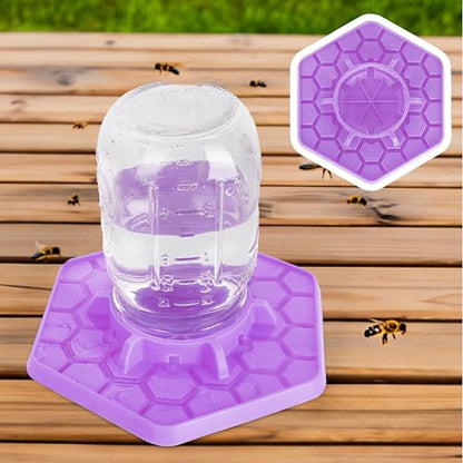 Bee Feeder for Mason Jar Made of Silicone - Bee Watering Station for Garden Compatible with Regular Mouth Mason Jars (Lilac) - color: Purple