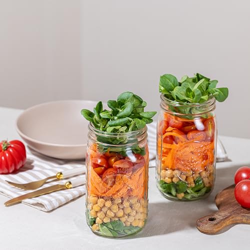 Wide Mouth Mason Jars 32 oz [2-Pack] with Airtight Lids – Glass Meal Prep Jars for Salads, Overnight Oats & Food Storage | BPA-Free Leak-Proof Lids - size: 32 oz