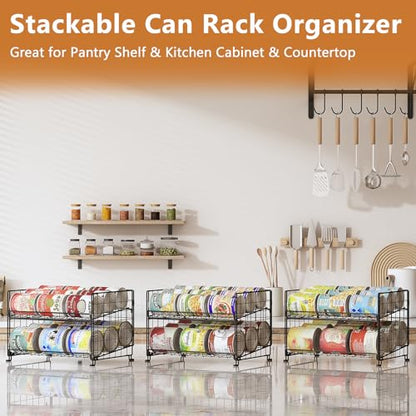JKsmart 3-Pack Stackable Rack Organizer, Can Rack Storage for Kitchen Pantry Cabinet Holds Up to 64 Cans, 2-Tier Can Holders for Food, Multifunctional Dispenser for Snacks Soda - size: 2Tier-3 Pack