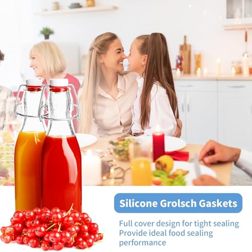 20 PCs Silicone Gaskets Washers Seals for Cap Swing Flip Top Bottle-Red for Home Brew Beer Soda Bottle Sealing (Red half cover) - color: Red half cover