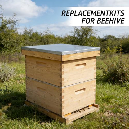 10 Frame Langstroth Beehive Parts Kit Includes Telescoping Top Cover,Oval Bee Escape,Inner Cover,Screened Bottom Board,Entrance Reducer& Queen Excluder,Dipped in Beeswax