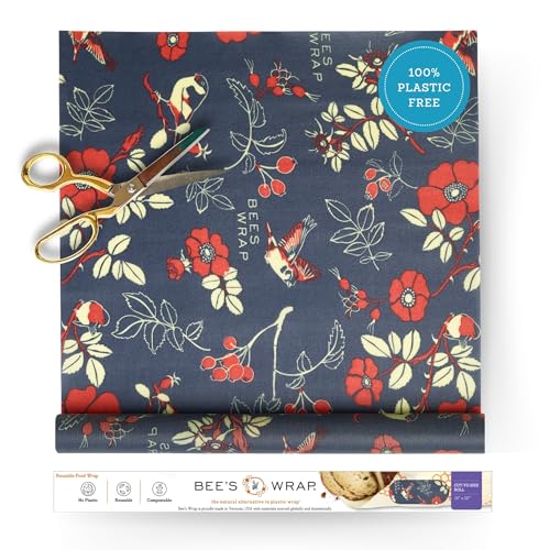 Bee's Wrap Beeswax Wraps for Food - Cut to Size 14x52" Beeswax Wrap Roll - Plastic Free Made in USA Reusable Natural Food Wrap - Botanical - style: Botanical