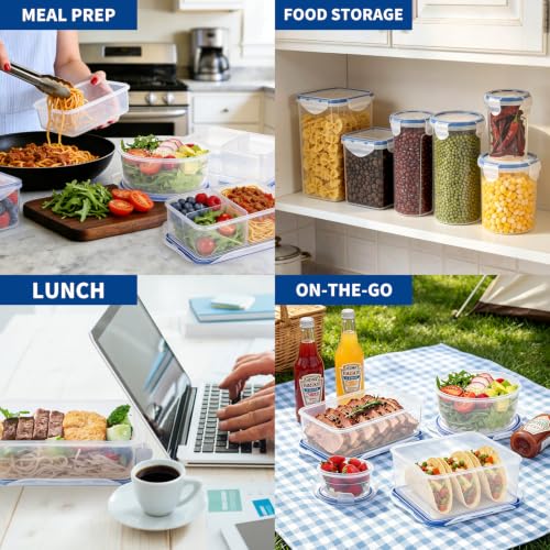 KIGI Small Plastic Bowls with Lid, Leakproof Round Food Storage Container Set for Meal Prep, Snack & Lunch, 4-Sided Locking Lid, Airtight, 10 oz / 1.25 Cup, 12 Piece Set - size: 1.25 cup (12 Piece) B