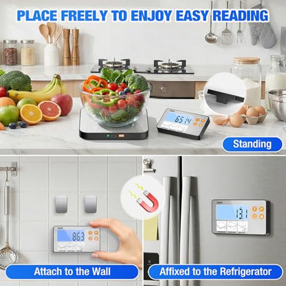 Rechargeable Split Food Scale, Diyife 33lb Digital Kitchen Scales with Split Display, 1g/0.1oz High Accurate, Food-Grade 304 Stainless Steel, 7 Units, Backlit LCD, for Cooking, Baking, Meal Prep - color: Silver