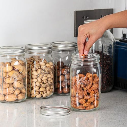 Esrentle Wide Mouth Mason Jars 32 oz - 12 Pack Large Glass Mason Jars with Airtight Lids and Bands, 1 Quart Glass Jars for Pickling, Canning, Fermenting and Food Storage, Microwave & Dishwasher Safe - color: 32 oz-12Pack-Mason