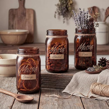 Rubtlamp Amber Mason jar 32 oz, 12 Pack Glass Jars - Wide Mouth Mason Jars with Airtight Lids for Pickling, Fermenting, Food Storage&DIY Crafts, Microwave & Dishwasher Safe - color: Amber