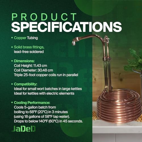 Concentric Hydra™ Copper Wort Chiller for Beer Brewing | Triple Coil Immersion Chiller for Home Brewing Kits | Fast Chill for 5 Gallon Batches | Easy to Clean | For Small Wort Batches in Large Kettles