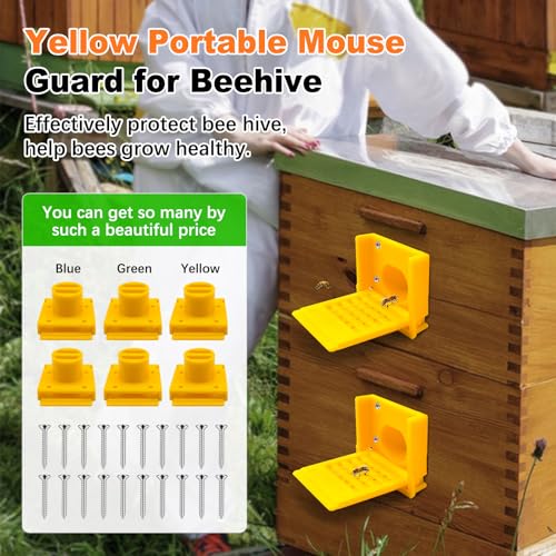 Bee Hive Entrance Reducer, 6 Pack Plastic Beehive Entrance Reducer, Yellow Portable Mouse Guard for Beehive,Bee Hive Ventilation,Beehive Travel Gate,Bee Hives Boxes Starter Kit, Beekeeping Supplies - color: Yellow-6pcs