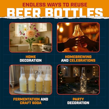 Clear Glass Beer Bottles - 11.2 oz (24 Pack) for Bottling Homebrew Beer, Kombucha, Soda, Cold Brew Coffee, Sparkling Water, and other Carbonated Beverages - Takes Standard 26mm Crown Cap