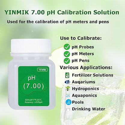 YINMIK pH Meter Calibration Solution Kit(4.00,7.00&10.01) with pH Electrode Storage Solution Kit,3 Bottles pH Calibration Buffer Solution and 2 bottels KCL pH Probe Solution for pH Meters