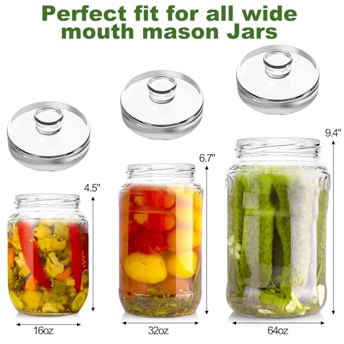 Jucoan 9 Pack Glass Fermentation Weights with Easy Grip Handle, Heavy Glass Fermenting Weights for Wide Mouth Mason Jars, Fermenting Lid Kit Pickling Weights for Kimchi, Sauerkraut, Dishwasher Safe - size: 9 Pack