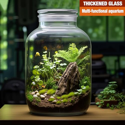 Maxdot Large Glass Jar with Airlock Lid 6.6 Gallon Large Storage Glass Jars Wide Mouth Fermentation Jar with Ropes Fermentation Container Jug for Wine Making - size: 6.6 Gallon, style: Airlock Lid
