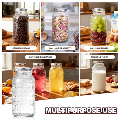 Wide Mouth Mason Jars 64 oz, 4 Pack Large Half Gallon Mason Jars with Lids, Glass Canning Jars for Fermenting, Pickling, Storing Food, Meal Prep, Salad Jam