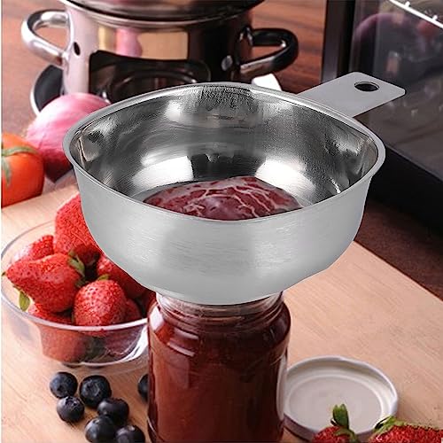 OSALADI Wide Mouth Funnel Stainless Steel Kitchen Gadget with Handle for Sugar Flour Rice Jam and Oil Transfer 5.31 X 3.93 X 2.04 in Home Kitchen Restaurant