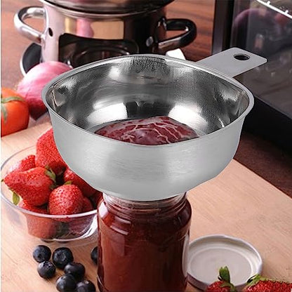 OSALADI Wide Mouth Funnel Stainless Steel Kitchen Gadget with Handle for Sugar Flour Rice Jam and Oil Transfer 5.31 X 3.93 X 2.04 in Home Kitchen Restaurant