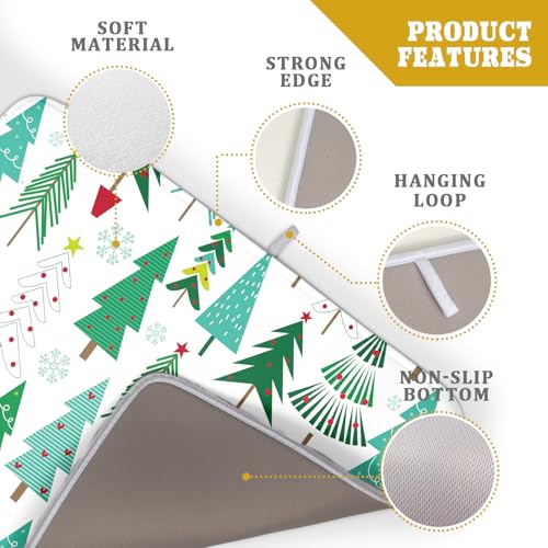 Green Trees Dish Drying Mat for Kitchen Counter Holiday Super Absorbent Reversible Microfiber Kitchen Countertop Protector Dishes Pad Large 18x24 inch - size: 24" x 18"