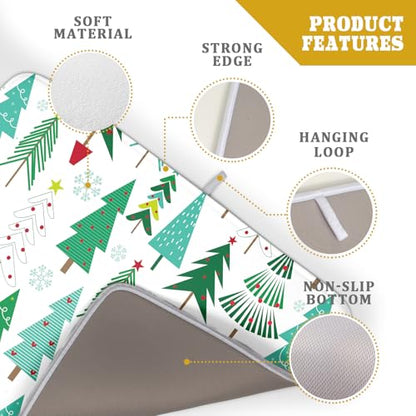 Green Trees Dish Drying Mat for Kitchen Counter Holiday Super Absorbent Reversible Microfiber Kitchen Countertop Protector Dishes Pad Large 18x24 inch - size: 24" x 18"
