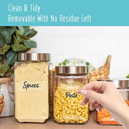Hebayy 612 Script Pantry Food Labels, Water & Oil Resistant Pantry Label Stickers Food Jar Label for Organization and Storage - style: Style 1