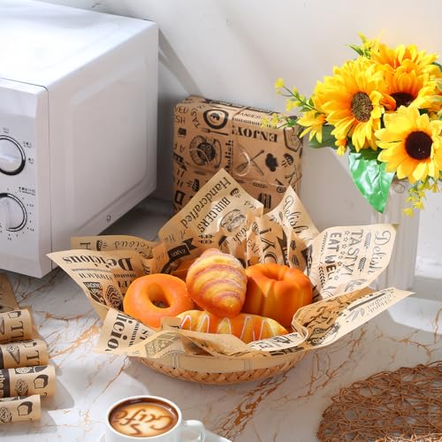 Ireer 400 Pcs Deli Wax Paper Sheets 15 x 15 Inch Large Newsprint Sandwich Paper Wraps Greaseproof Food Basket Liners Newspaper Wrapping for Spring Summer Picnic Burger Bread BBQ Party (Brown Black) - color: Brown Black