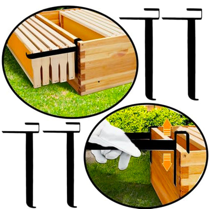 2 Sets Beehive Frame Holder with Beehive Frame Gripper, Metal Bee Hive Stand, Adjustable Metal Hive Stand for Beekeeper