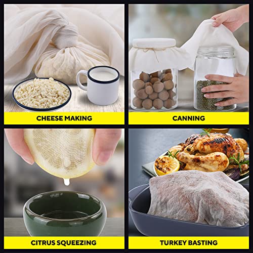 Sufaniq Cheese Cloths, Grade 90 (45 Sq Feet) 100% Pure Cotton Reusable Cheesecloth, Unbleached Ultra Fine Fabric, Cheesecloth for Straining, Premium Butter Muslin Cloth for Straining - 5 Sq Yard - size: Grade 90 - 5 Yard