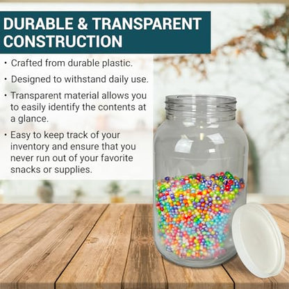 1 Gallon Large Plastic Jar with Lid (1 Pack) - Food Safe & Air Tight - Clear Storage Gallon Container with Lid - Wide Mouth Food Storage Containers - Large Candy Jar for Kitchen & Pantry Organization - size: 1 Pack