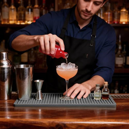 ZJWZLG Bar Mat 5.9"x11.8"(2Pcs) Non-Slip Rubber Bar Mat, Spill Proof & Flat Design,Easy to Clean Textured Surface forHome Bar,Coffee Station, Bartending - Protects Countertops & Glassware(Gray). - color: Grey-2pcs, size: 6" x 12"