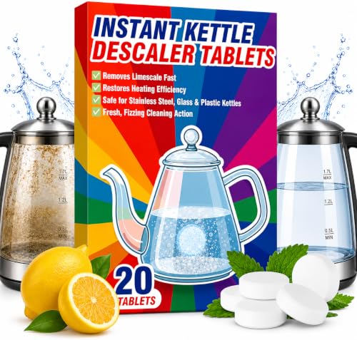 Kettle Descaler Tablets, 20 Pack Citric Acid Cleaner for Electric Kettles | Citric acid descaling tablets, limescale removal, hard water buildup, electric kettles, shower heads