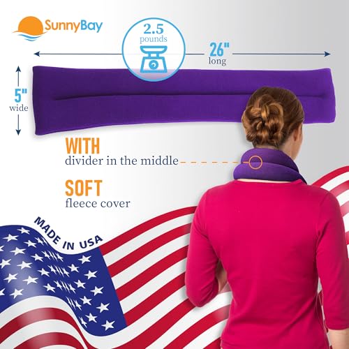 SunnyBay Microwave Heating Pad, Microwavable Moist Heated Neck and Shoulder Wrap, Versatile Weighted Beanbag Cold Pack or Warm Compress for Pain Relief, 26x4 Inches, Purple - color: 4x26 - Purple
