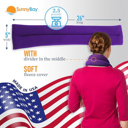 SunnyBay Microwave Heating Pad, Microwavable Moist Heated Neck and Shoulder Wrap, Versatile Weighted Beanbag Cold Pack or Warm Compress for Pain Relief, 26x4 Inches, Purple - color: 4x26 - Purple